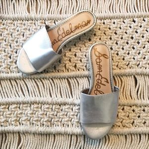 Sam Edelman Silver Metallic Slip On Sandal